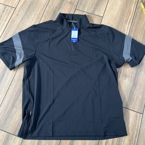 Mizuno Teamwear Hitting Jacket Men XL Black Nylon 1/4 Zip Short Sleeve